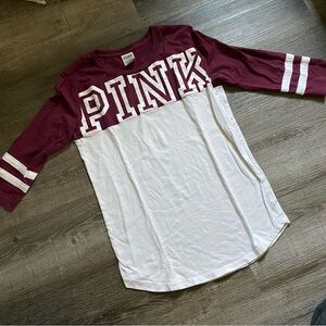 PINK Victoria's Secret Kids Maroon and White Raglan Shirt